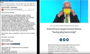 Die Bildzeitung lehnt eine Anzeigenschaltung der deutschlandweiten Organisation für die Grundrechte “Querdenken” ab